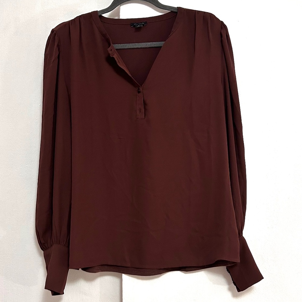 Ann Taylor Rust Red Long Sleeved Blouse